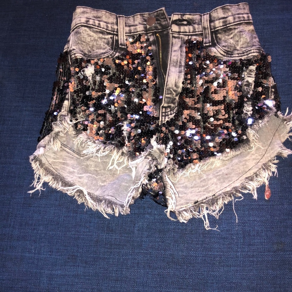 black and silver sequence shorts good for summer